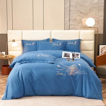 91家纺网 家纺一手货源 找家纺 2023新品生态加厚全棉磨毛刺绣花纯棉保暖四件套 升级面料