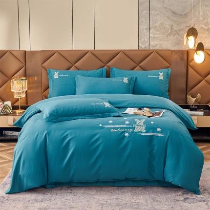 91家纺网 家纺一手货源 找家纺 2023新品生态加厚全棉磨毛刺绣花纯棉保暖四件套 升级面料