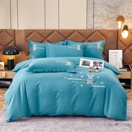 91家纺网 家纺一手货源 找家纺 2023新品生态加厚全棉磨毛刺绣花纯棉保暖四件套 升级面料