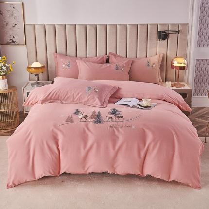 91家纺网 家纺一手货源 找家纺 2023新品生态加厚全棉磨毛刺绣花纯棉保暖四件套 升级面料