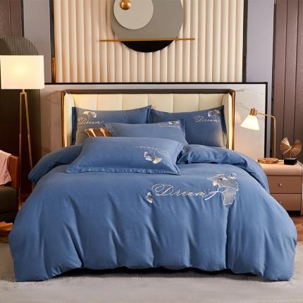 91家纺网 家纺一手货源 找家纺 2023新品生态加厚全棉磨毛刺绣花纯棉保暖四件套 升级面料