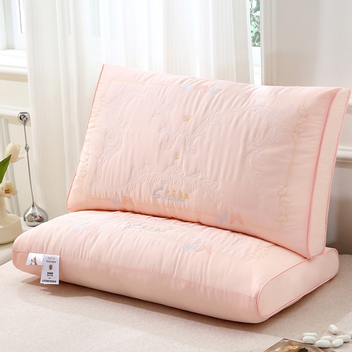 91家纺网 家纺一手货源 找家纺 梦叶草 2024新款巴马枕头护颈枕芯 粉色