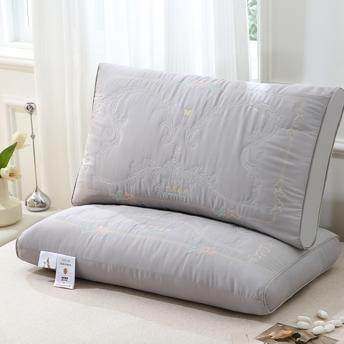 91家纺网 家纺一手货源 找家纺 梦叶草 2024新款巴马枕头护颈枕芯 灰色