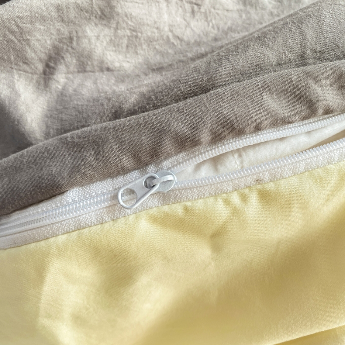 91家纺网 家纺一手货源 找家纺 雨帆家纺 2024新款简约亲肤水洗棉双拼四件套 水洗棉灰芝士