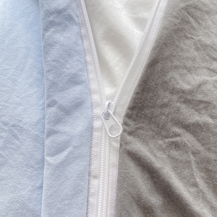 91家纺网 家纺一手货源 找家纺 雨帆家纺 2024新款简约亲肤水洗棉双拼四件套 水洗棉蓝灰