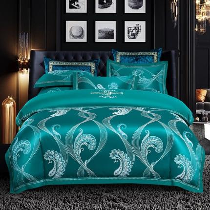 柔觉家纺 天丝刺绣贡缎提花全棉四件套