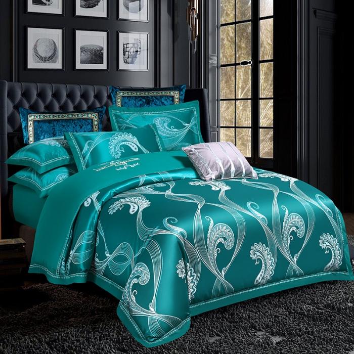 91家纺网 家纺一手货源 找家纺 柔觉家纺 天丝刺绣贡缎提花全棉四件套