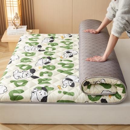 91家纺网 家纺一手货源 找家纺 暖季 2025新款加厚磨毛防滑印花床垫直播供货 快乐萌犬