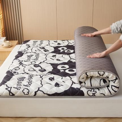 91家纺网 家纺一手货源 找家纺 暖季 2025新款加厚磨毛防滑印花床垫直播供货 煤球精灵