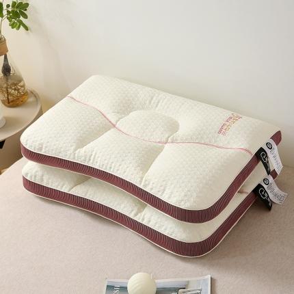 91家纺网 家纺一手货源 找家纺 梦叶草 2024新款菱形格360颈养护颈枕芯 360颈养护颈枕-玫红边/对