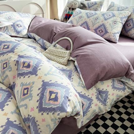 91家纺网 家纺一手货源 找家纺 小懒猪 2024春夏新款北欧风13372全棉四件套-拍摄风格2 布鲁可