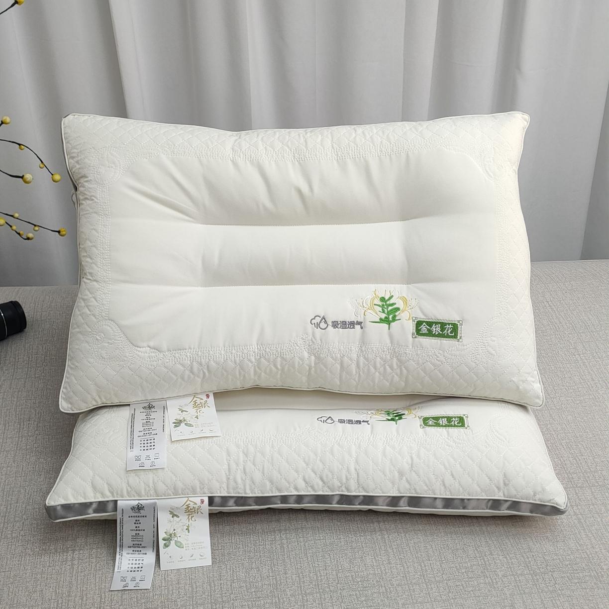 91家纺网 家纺一手货源 找家纺 荣运 金银花高端枕芯羽丝绒枕头护颈椎定型助眠安睡枕爆款