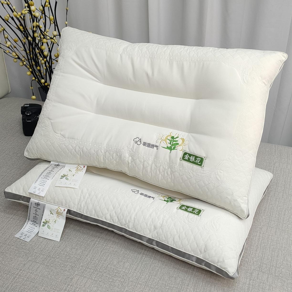 91家纺网 家纺一手货源 找家纺 荣运 金银花高端枕芯羽丝绒枕头护颈椎定型助眠安睡枕爆款