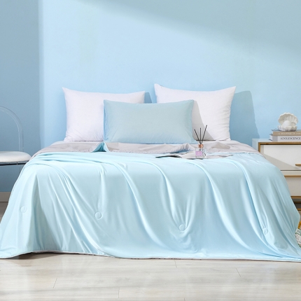 91家纺网 家纺一手货源 找家纺 科技氨纶凉感丝夏被 空调被  夏凉被针织纯色凉感夏被