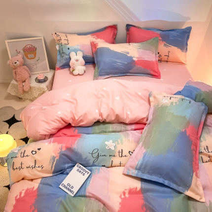 91家纺网 家纺一手货源 找家纺 秋冬加厚保暖植物羊绒磨毛床单款床笠款四件套磨绒棉套件