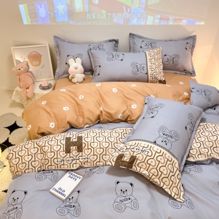 91家纺网 家纺一手货源 找家纺 秋冬加厚保暖植物羊绒磨毛床单款床笠款四件套磨绒棉套件