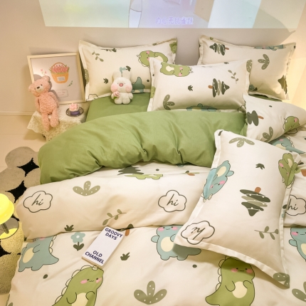 91家纺网 家纺一手货源 找家纺 秋冬加厚保暖植物羊绒磨毛床单款床笠款四件套磨绒棉套件