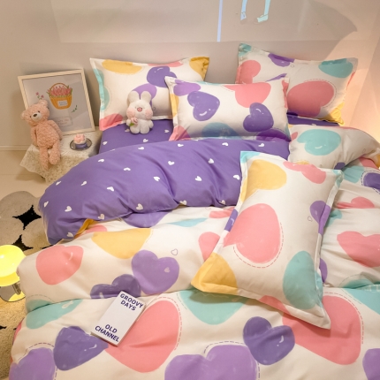 91家纺网 家纺一手货源 找家纺 秋冬加厚保暖植物羊绒磨毛床单款床笠款四件套磨绒棉套件