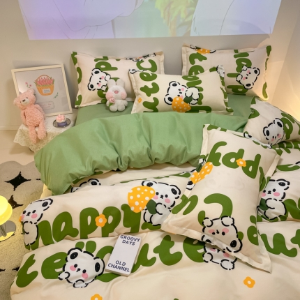 91家纺网 家纺一手货源 找家纺 秋冬加厚保暖植物羊绒磨毛床单款床笠款四件套磨绒棉套件