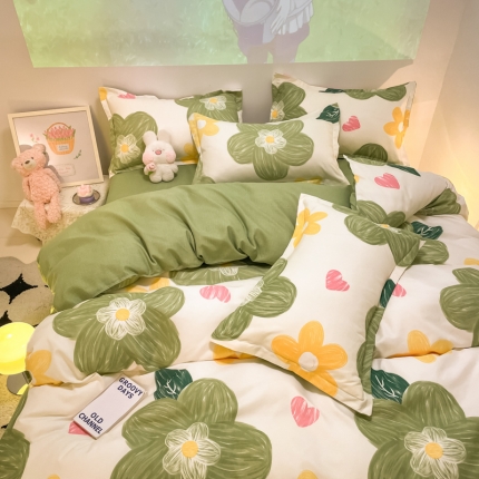 91家纺网 家纺一手货源 找家纺 秋冬加厚保暖植物羊绒磨毛床单款床笠款四件套磨绒棉套件