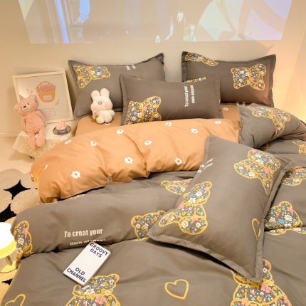 91家纺网 家纺一手货源 找家纺 秋冬加厚保暖植物羊绒磨毛床单款床笠款四件套磨绒棉套件