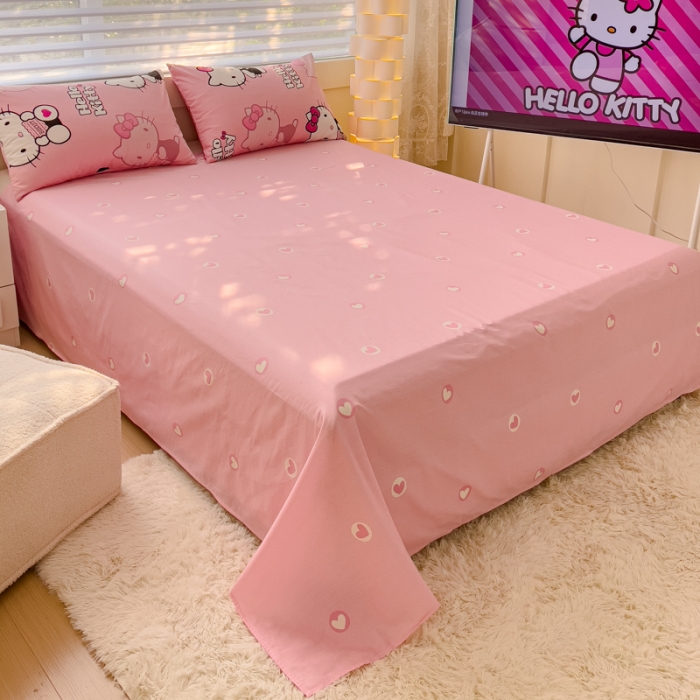 91家纺网 家纺一手货源 找家纺 金丝鸟 2024新款全棉可爱卡通四件套 粉色凯蒂小姐