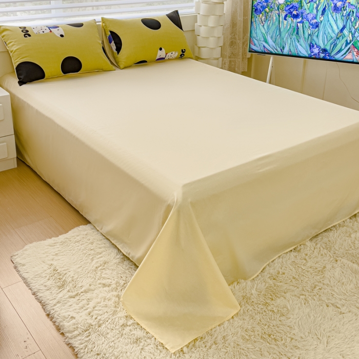 91家纺网 家纺一手货源 找家纺 金丝鸟 2024新款全棉可爱卡通四件套 绿色大波点狗