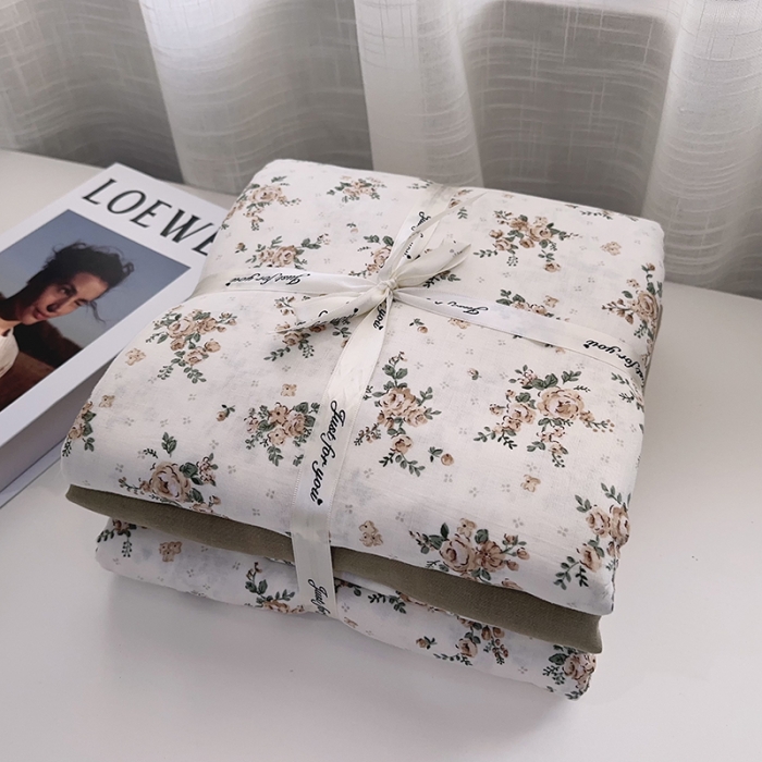 91家纺网 家纺一手货源 找家纺 爱思佳 2024新款A类母婴全棉双层纱印花四件套 罗蔓