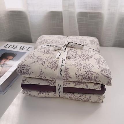 91家纺网 家纺一手货源 找家纺 爱思佳 2024新款A类母婴全棉双层纱印花四件套 紫萱