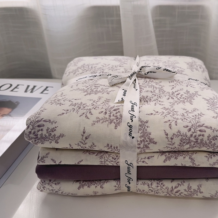 91家纺网 家纺一手货源 找家纺 爱思佳 2024新款A类母婴全棉双层纱印花四件套 紫萱