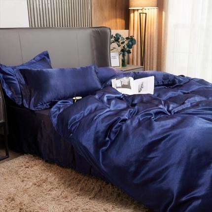 91家纺网 家纺一手货源 找家纺 梦尚舒 2025新款水洗冰丝单被套 藏青色