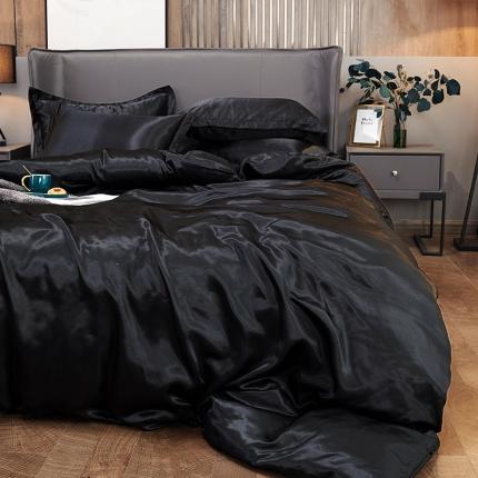 91家纺网 家纺一手货源 找家纺 梦尚舒 2025新款水洗冰丝单被套 黑色