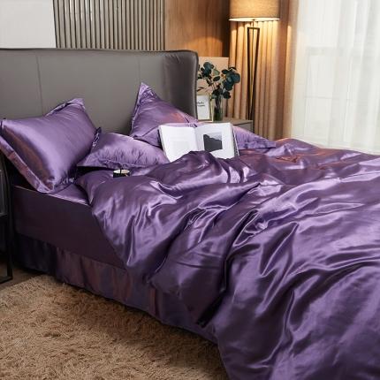 91家纺网 家纺一手货源 找家纺 梦尚舒 2025新款水洗冰丝单被套 典雅紫