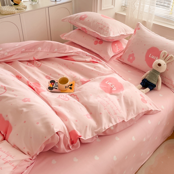 91家纺网 家纺一手货源 找家纺 世爵家纺 2023新款亲肤印花磨毛四件套 甜心樱桃