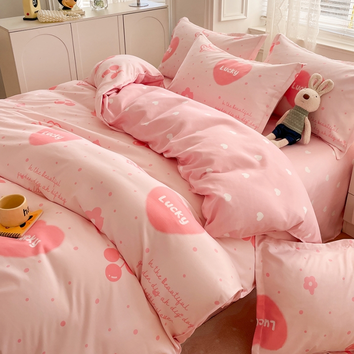 91家纺网 家纺一手货源 找家纺 世爵家纺 2023新款亲肤印花磨毛四件套 甜心樱桃