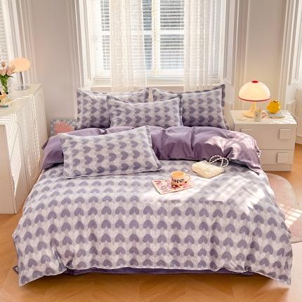 91家纺网 家纺一手货源 找家纺 世爵家纺 2023新款亲肤印花磨毛四件套 心海