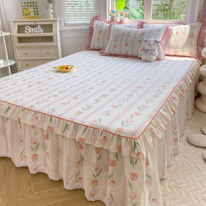 91家纺网 家纺一手货源 找家纺 （总）美达 2025新款韩版全棉四件套单品系列-单床裙