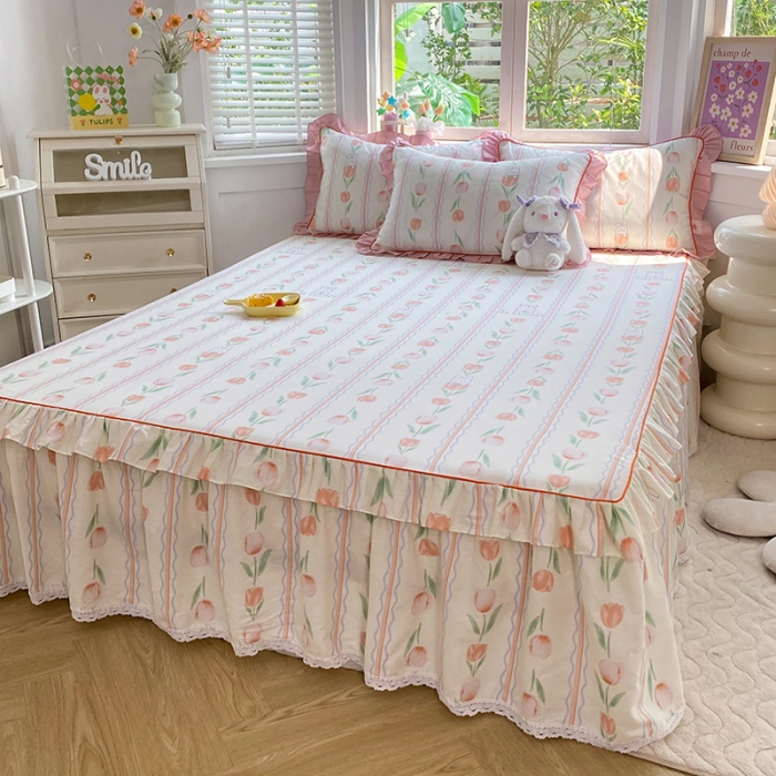 91家纺网 家纺一手货源 找家纺 （总）美达 2025新款韩版全棉四件套单品系列-单床裙