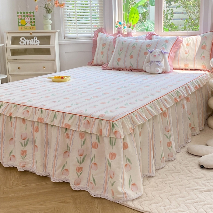 91家纺网 家纺一手货源 找家纺 （总）美达 2025新款韩版全棉四件套单品系列-单床裙