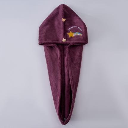 珊瑚绒干发帽简约时尚加厚吸水女士干发巾洗头速干浴帽 简约紫色浴帽