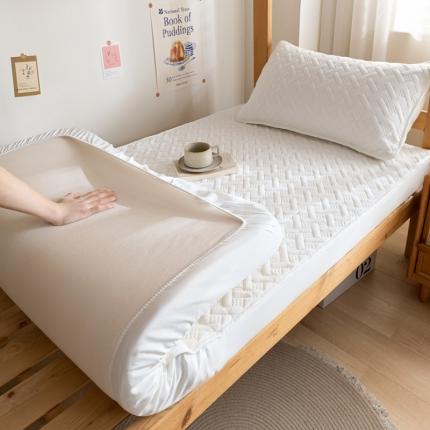 91家纺网 家纺一手货源 找家纺 莱登卡奴 2024新款A类针织棉拉绒大豆夹棉床笠 针织夹棉-米白