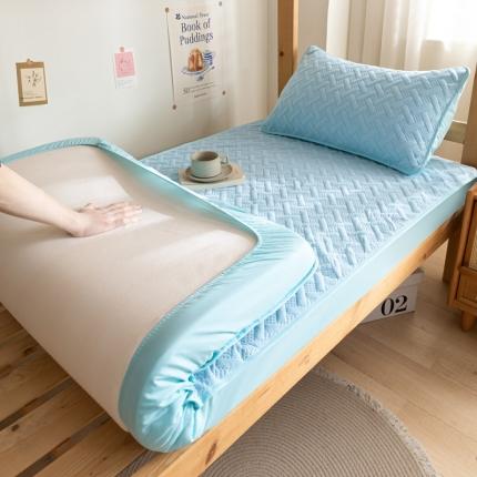 91家纺网 家纺一手货源 找家纺 莱登卡奴 2024新款A类针织棉拉绒大豆夹棉床笠 针织夹棉-湖兰