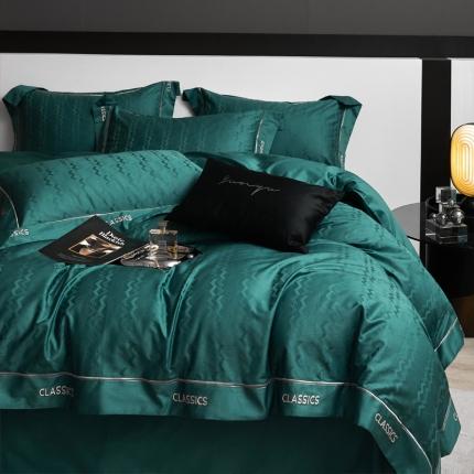 新款100支长绒棉提花拼角刺绣套件