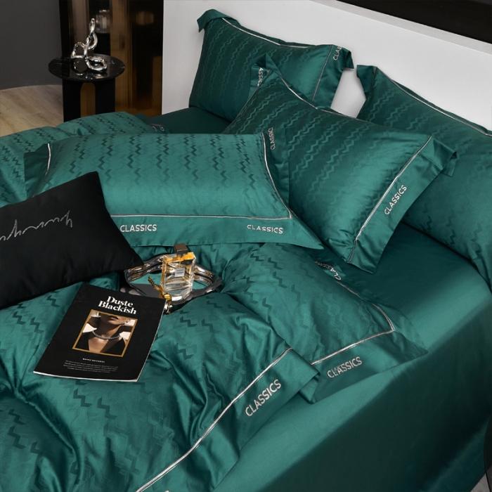 91家纺网 家纺一手货源 找家纺 新款100支长绒棉提花拼角刺绣套件