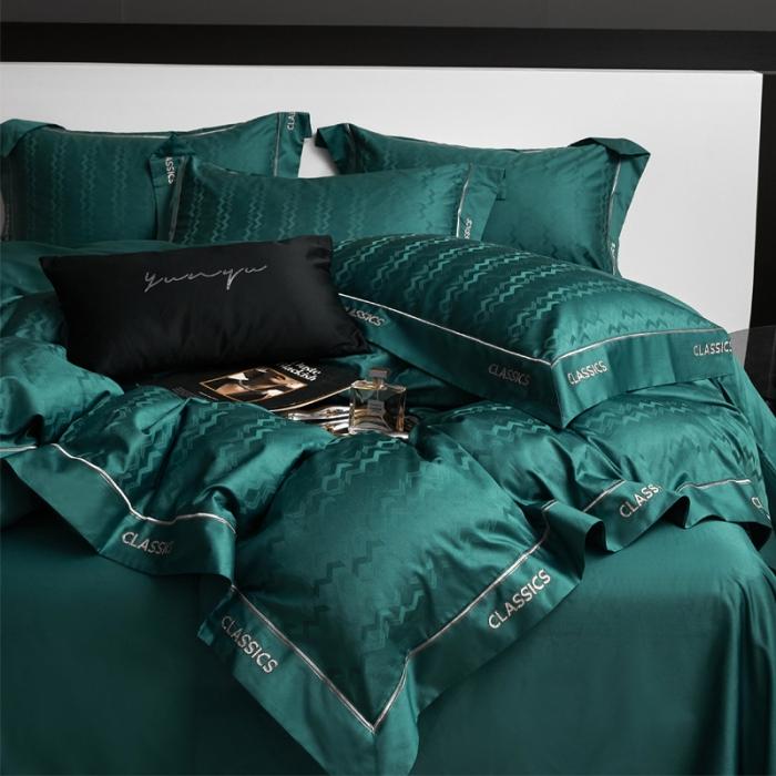 91家纺网 家纺一手货源 找家纺 新款100支长绒棉提花拼角刺绣套件