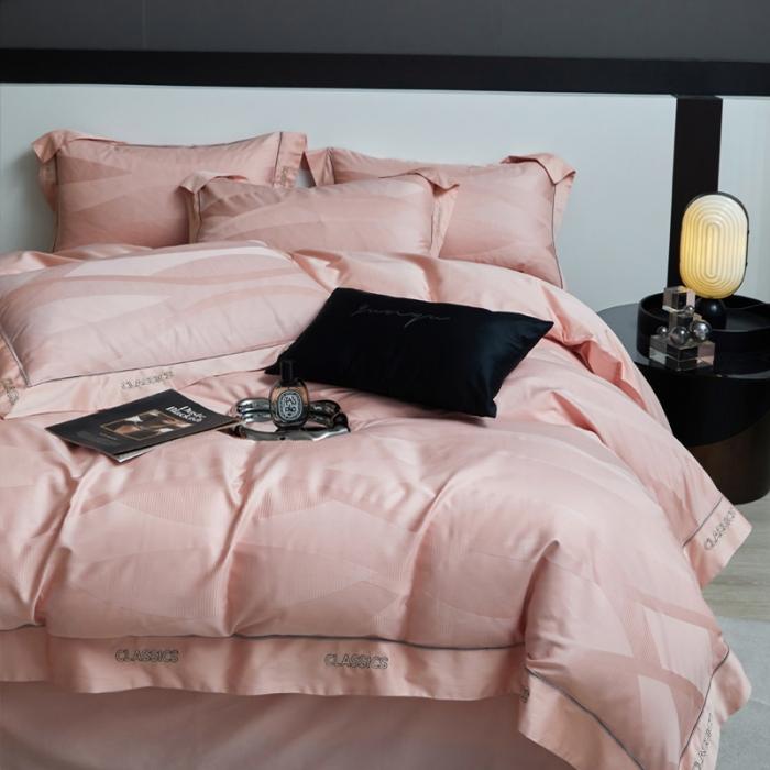 91家纺网 家纺一手货源 找家纺 新款100支长绒棉提花拼角刺绣套件