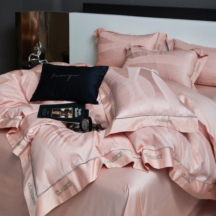 91家纺网 家纺一手货源 找家纺 新款100支长绒棉提花拼角刺绣套件