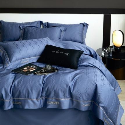 新款100支长绒棉提花拼角刺绣套件