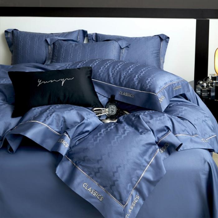 91家纺网 家纺一手货源 找家纺 新款100支长绒棉提花拼角刺绣套件