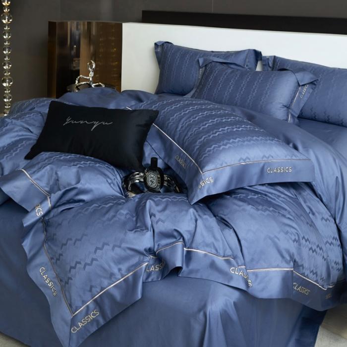 91家纺网 家纺一手货源 找家纺 新款100支长绒棉提花拼角刺绣套件